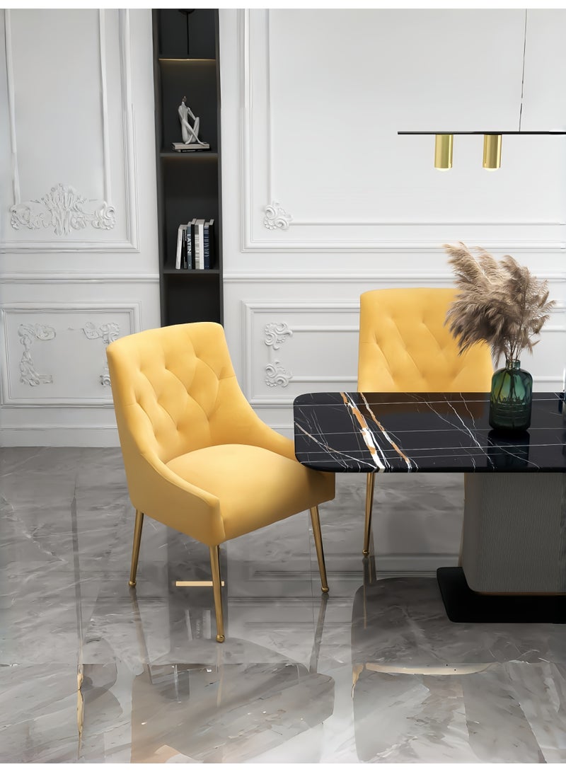 SEYNAR Dining Chair Set of 2,Modern Velvet Dining Chairs with Gold Legs,Elegant Tufted Accent Chairs for Reception, Living Room or Study Room - Image 3